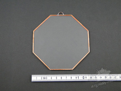 Sticla octogonala inramata cu banda cupru Ø12cm